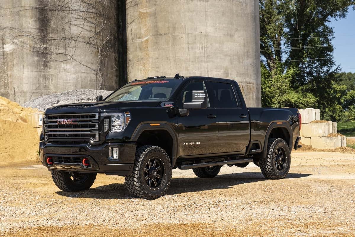 3" Suspension Lift Kit Rough Country for Chevy Silverado & GMC Sierra 1500 (2020-2026 w/No Rear Factory Overload Springs) - Vertex Reservoir Shocks, Red Control Arms