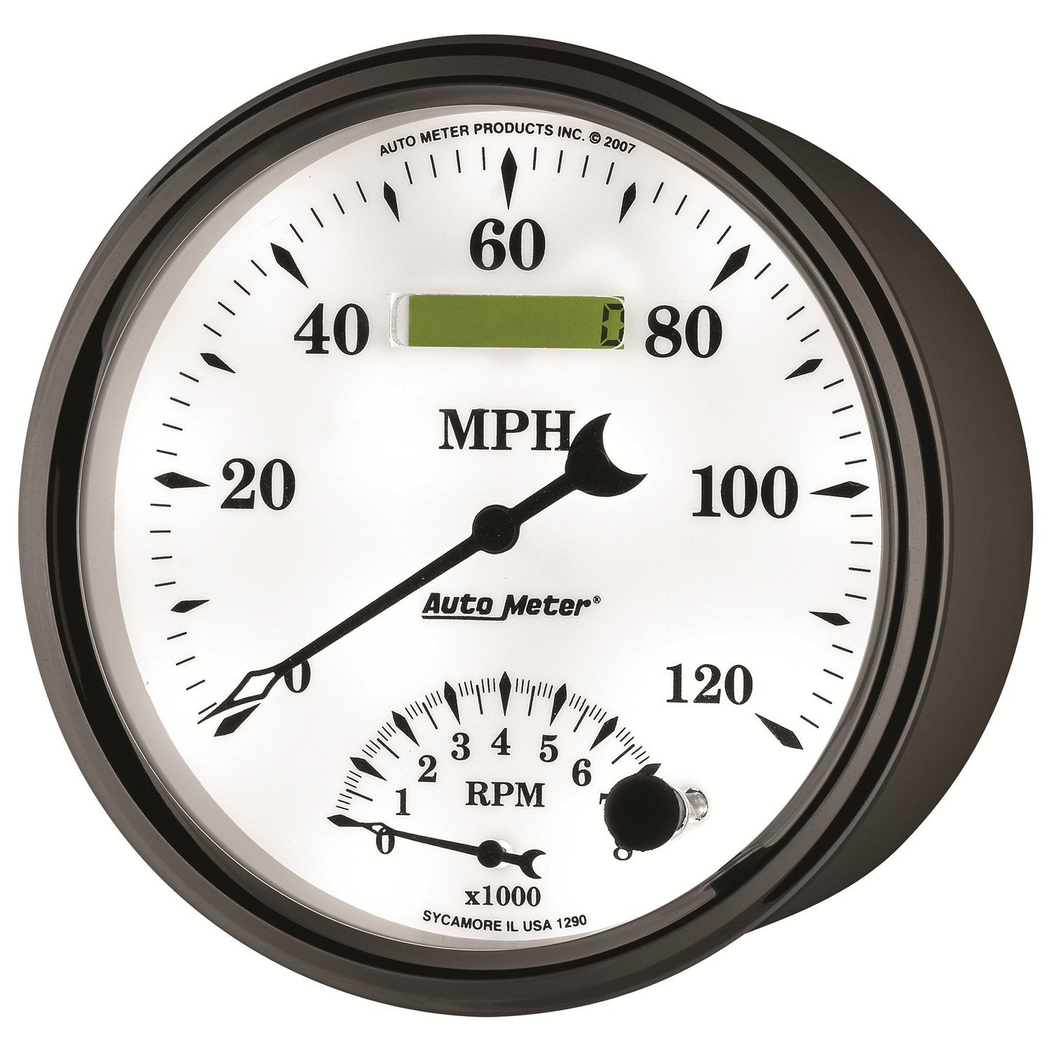 Auto Meter 1290 5" Old Tyme White II 8000 RPM / 120 mph Tachometer/Speedometer Combo Gauge
