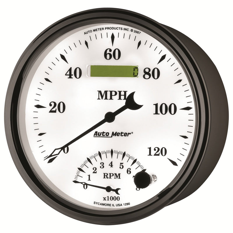 Auto Meter 1290 5" Old Tyme White II 8000 RPM / 120 mph Tachometer/Speedometer Combo Gauge