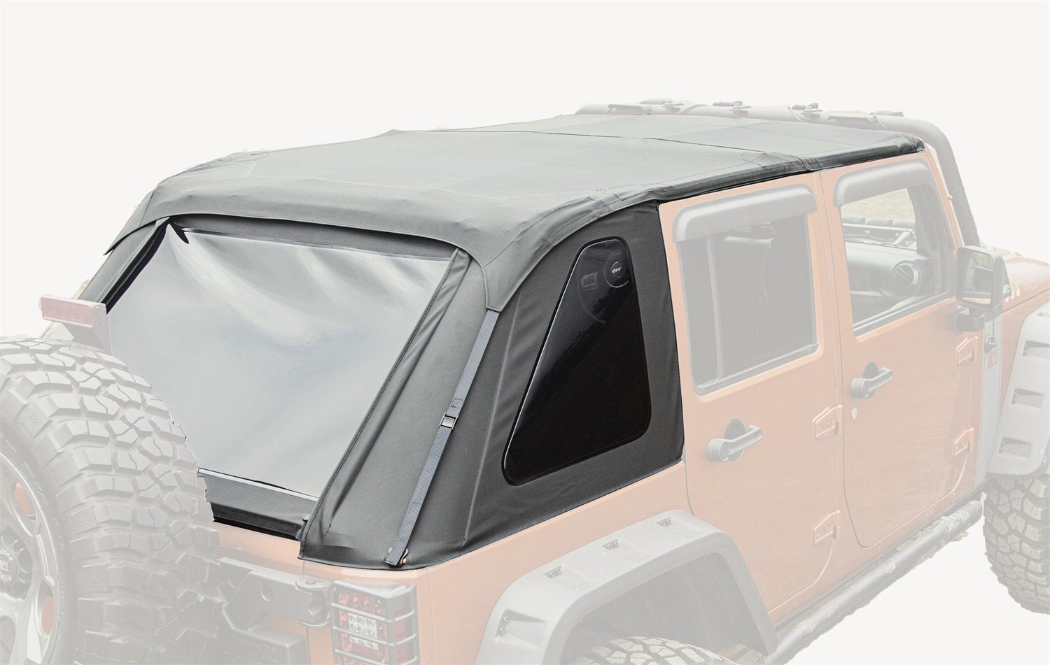 Bowless Soft Top, Rugged Ridge Black Diamond | 13750.38 | Fits 2007-2018 Jeep Wrangler JK 4-Door