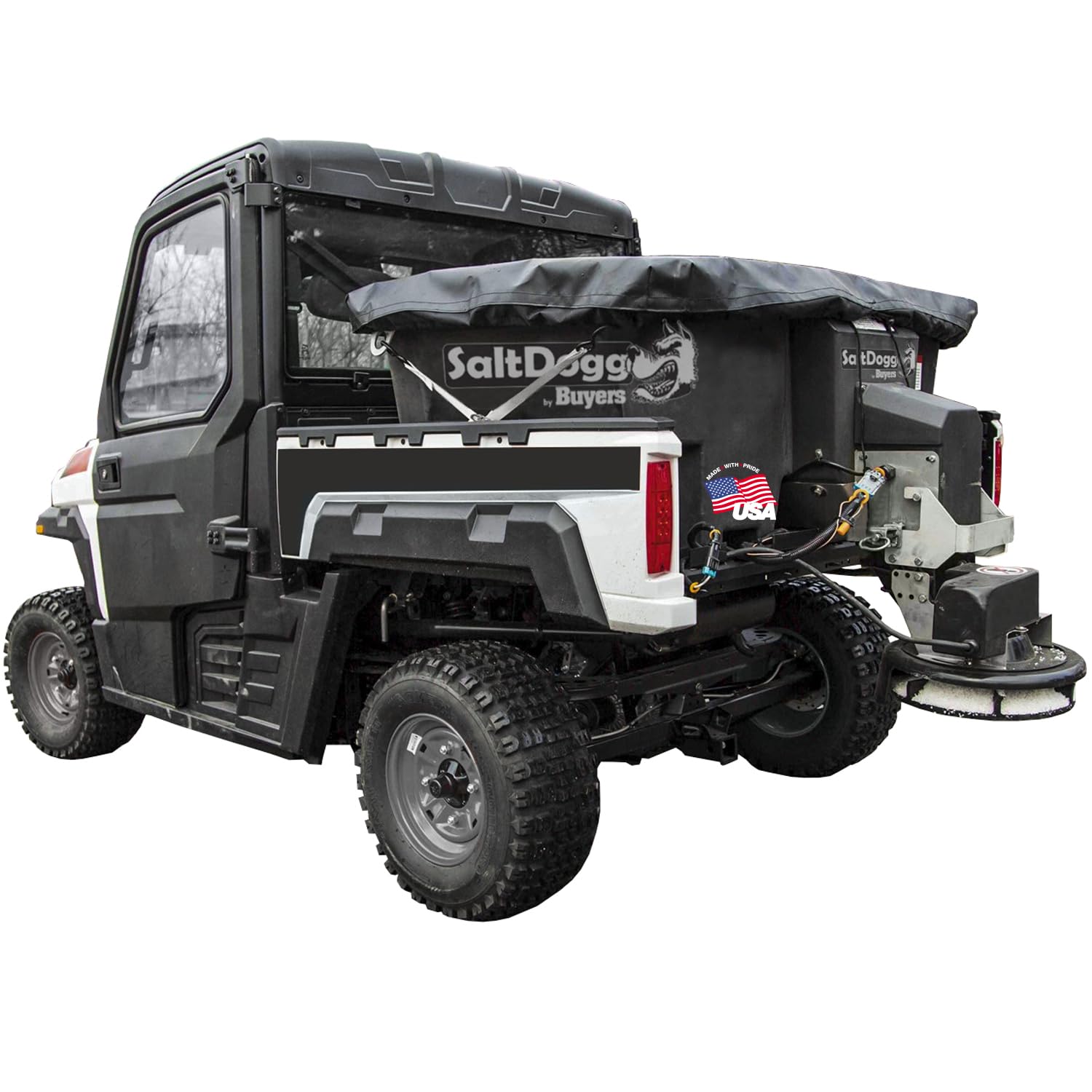 SaltDogg 0.40 Cu Yd SHPE0400 Electric Poly Hopper Spreader with Auger for UTVs, 1/2 Ton & 6-1/2 ft+ Bed Trucks — Patented Double‑Wall Hopper, 14" Spinner, in‑Cab Variable Speed Control, Made in USA