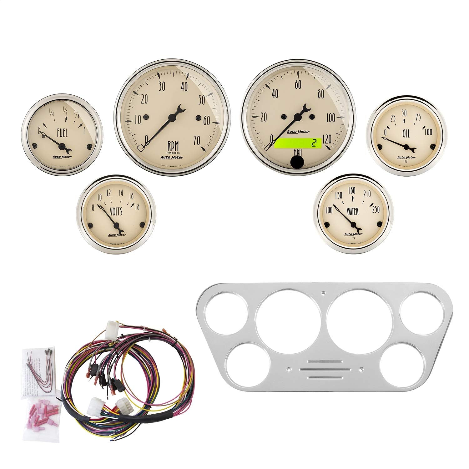 Gauge Kit AutoMeter 7048-AB, 6 Pc, Ford Truck 53-55, Tach/Mph/Fuel/Oilp/Wtmp/Volt, Ab