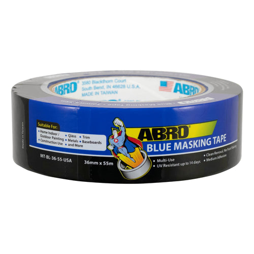 ABRO Painters Tape Blue 1.5 Inch Wide, 36mm x 55M, All Purpose Blue Tape, Temporary Labeling, Easy Tear, Clean Removal, Masking Tape Colored DIY or Pro