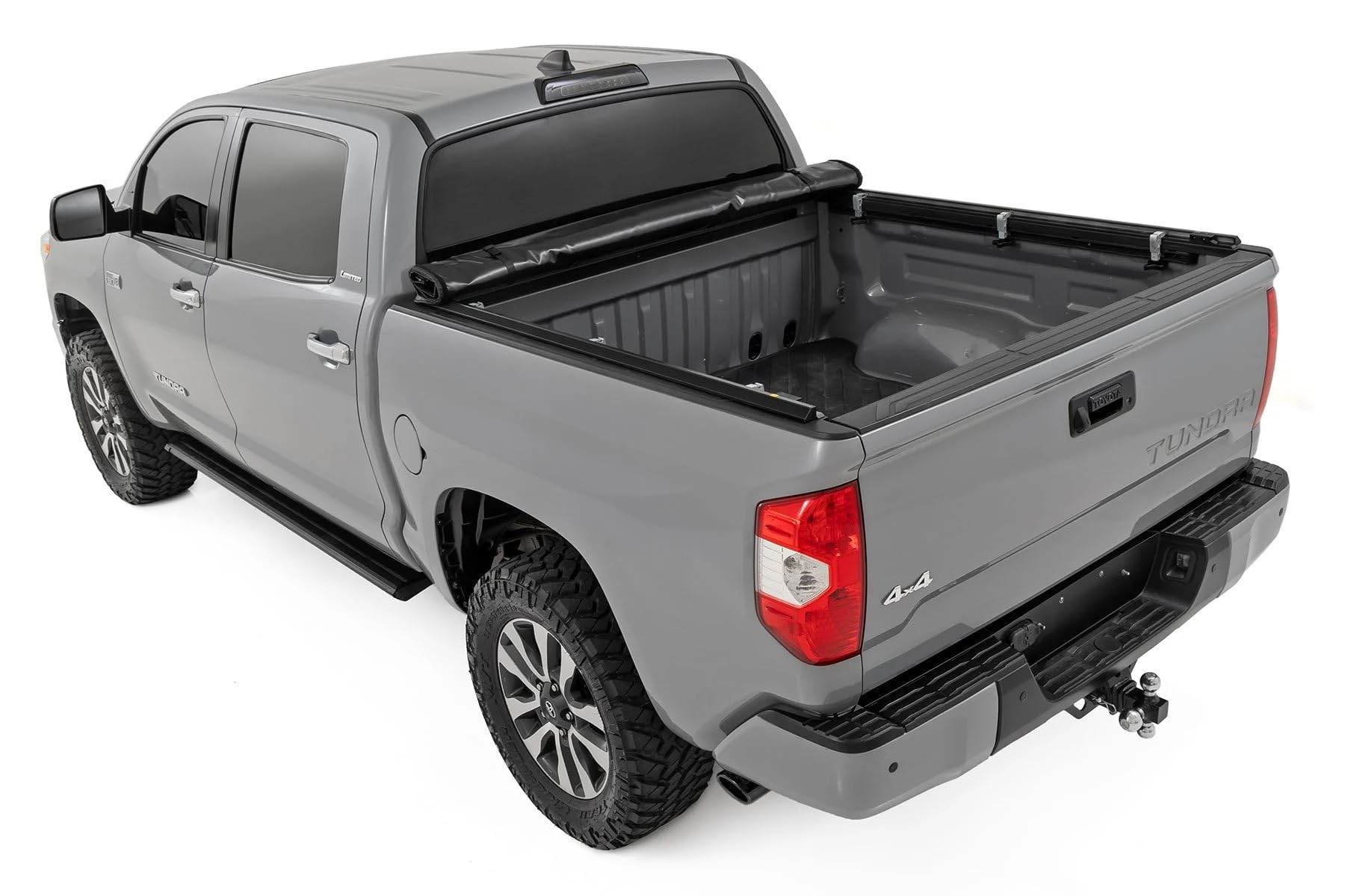 Soft Roll-Up Truck Bed Cover Rough Country for Toyota Tundra (2007-2021) - Fits 6'7 Bed, Weather-Resistant Tonneau Cover