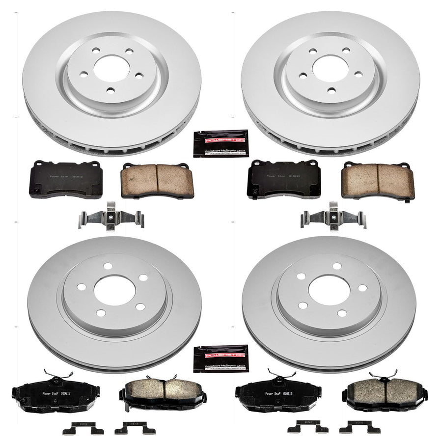 Power Stop CRK5942 Brake Rotor & Coated Ceramic Brake Pads- front & rear For Ford Mustang 2012 [Model Specific]