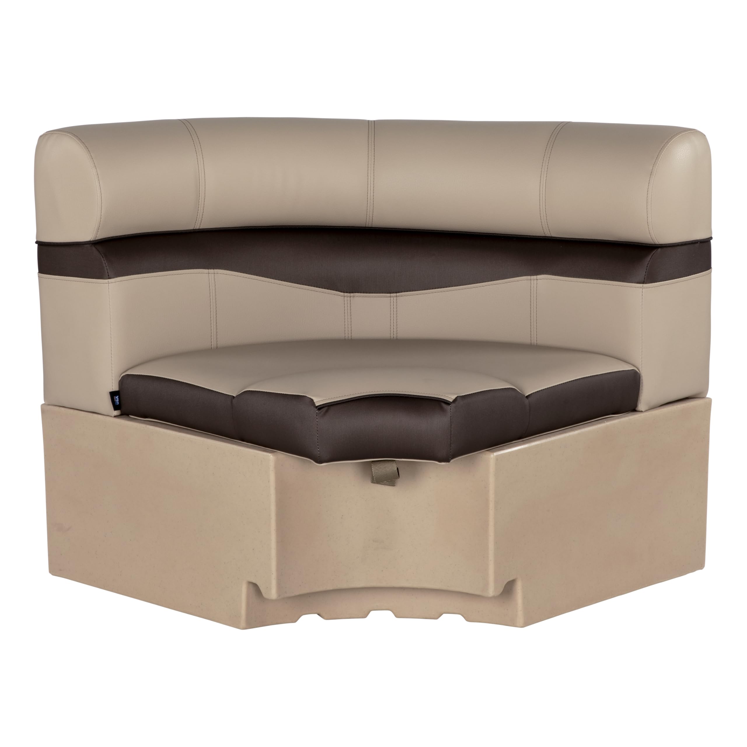Rockport Series Lippert 32" Radius Pontoon Corner Seat, Measures 32" L x 28.5" W x 30" H, Marine-Grade Vinyl, High-Density Foam, Easy Installation, Fits Most Pontoons, Sand – 20221094113
