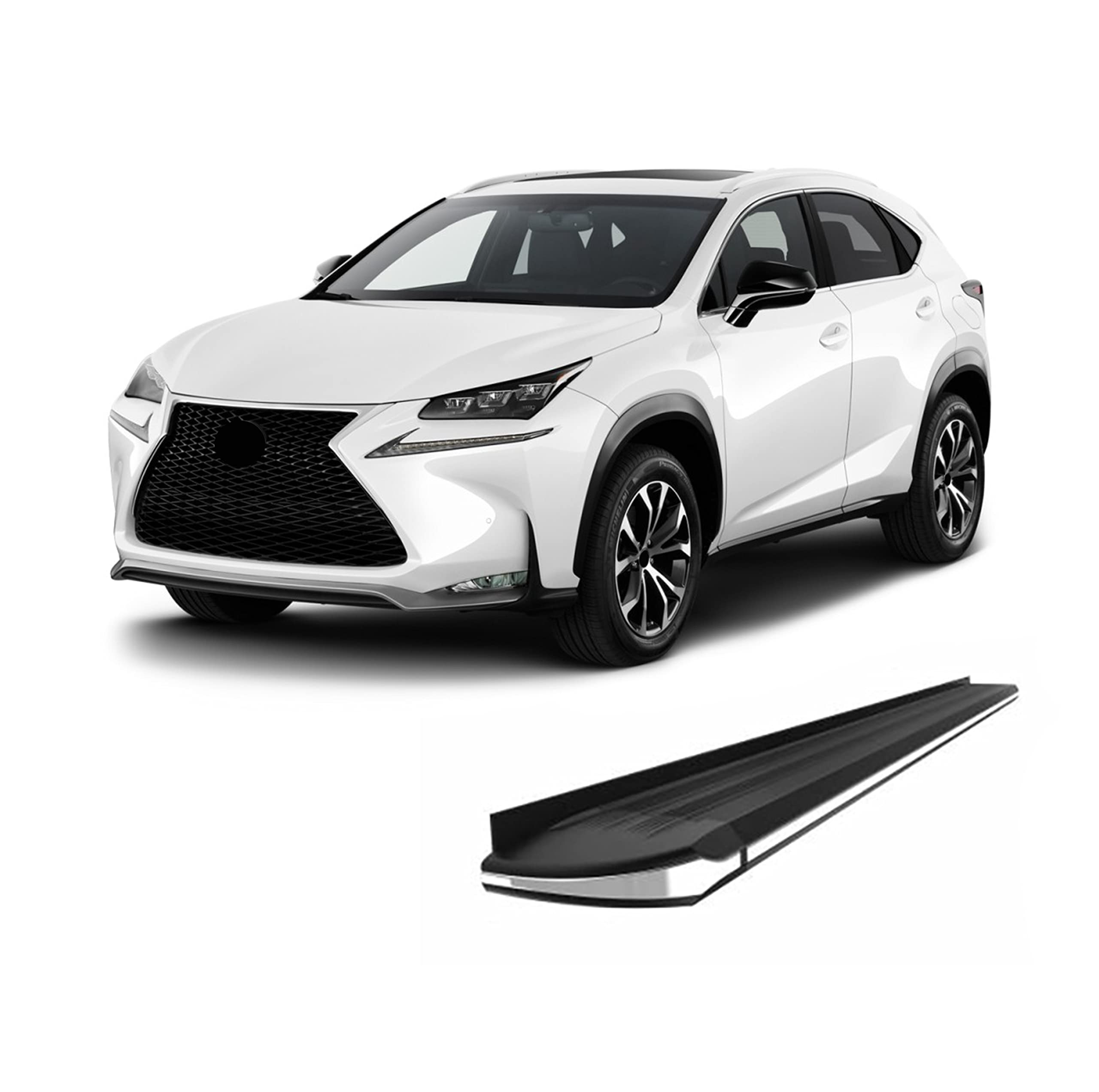 Black Aluminum Black Horse Exceed Running Boards Compatible with 2015-2017 Lexus NX200t&2018-2020 Lexus NX300&2018-2020 Lexus NX300