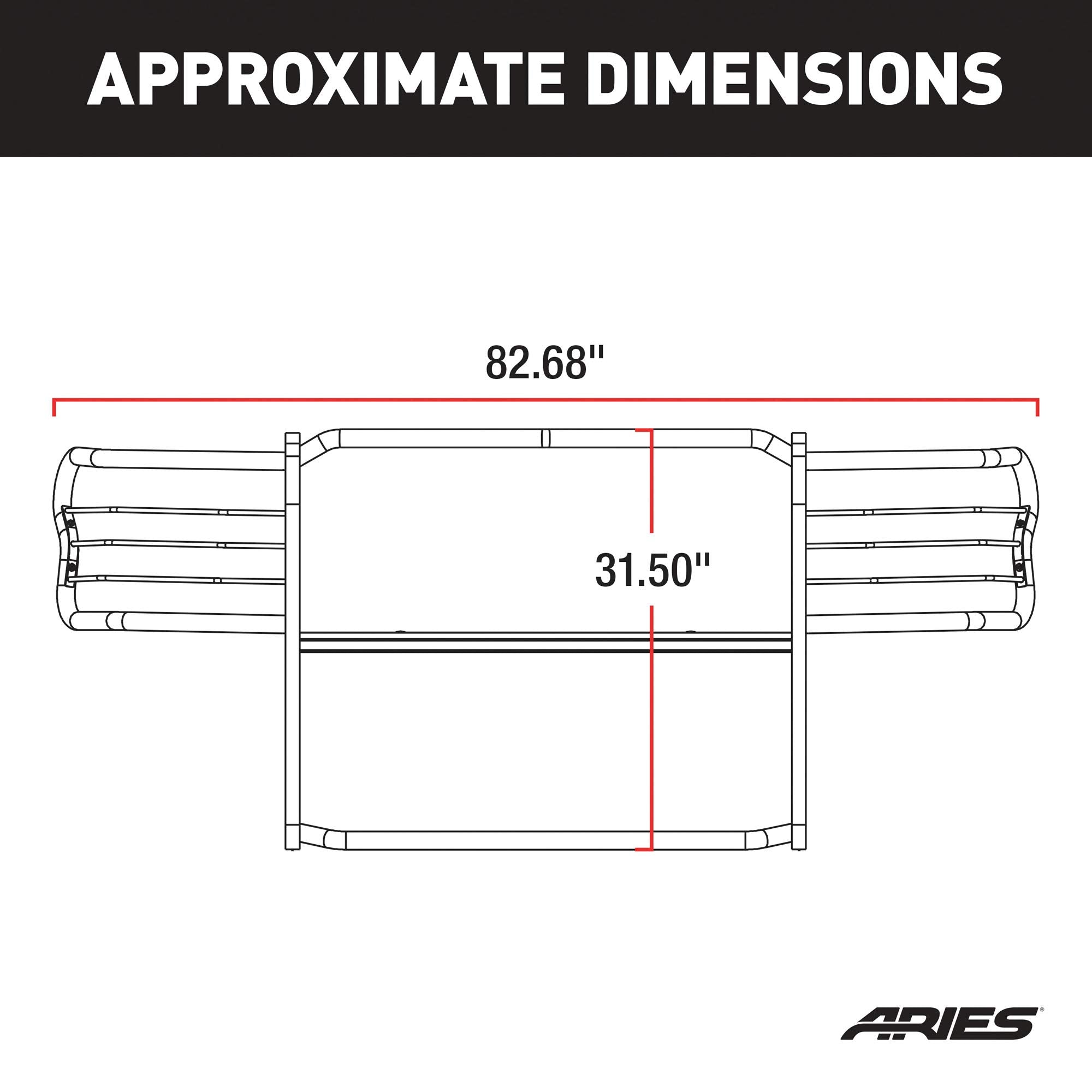1-1/2-Inch ARIES Black Steel Grille Guard, No-Drill, Select Chevrolet Silverado 1500, Suburban, Tahoe