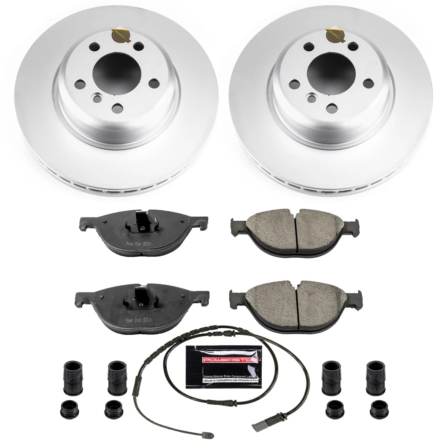 Power Stop Front Coated Brake Rotors and Z23 Carbon Fiber Brake Pads Kit CRK7162 For BMW 528i 2012-2013 [Model Specific]