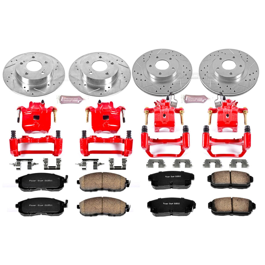 Power Stop 1-Click Performance Brake Kit with Caliper For INFINITI I35 2002-2004, Nissan Maxima 2002-2003 [Model Specific]