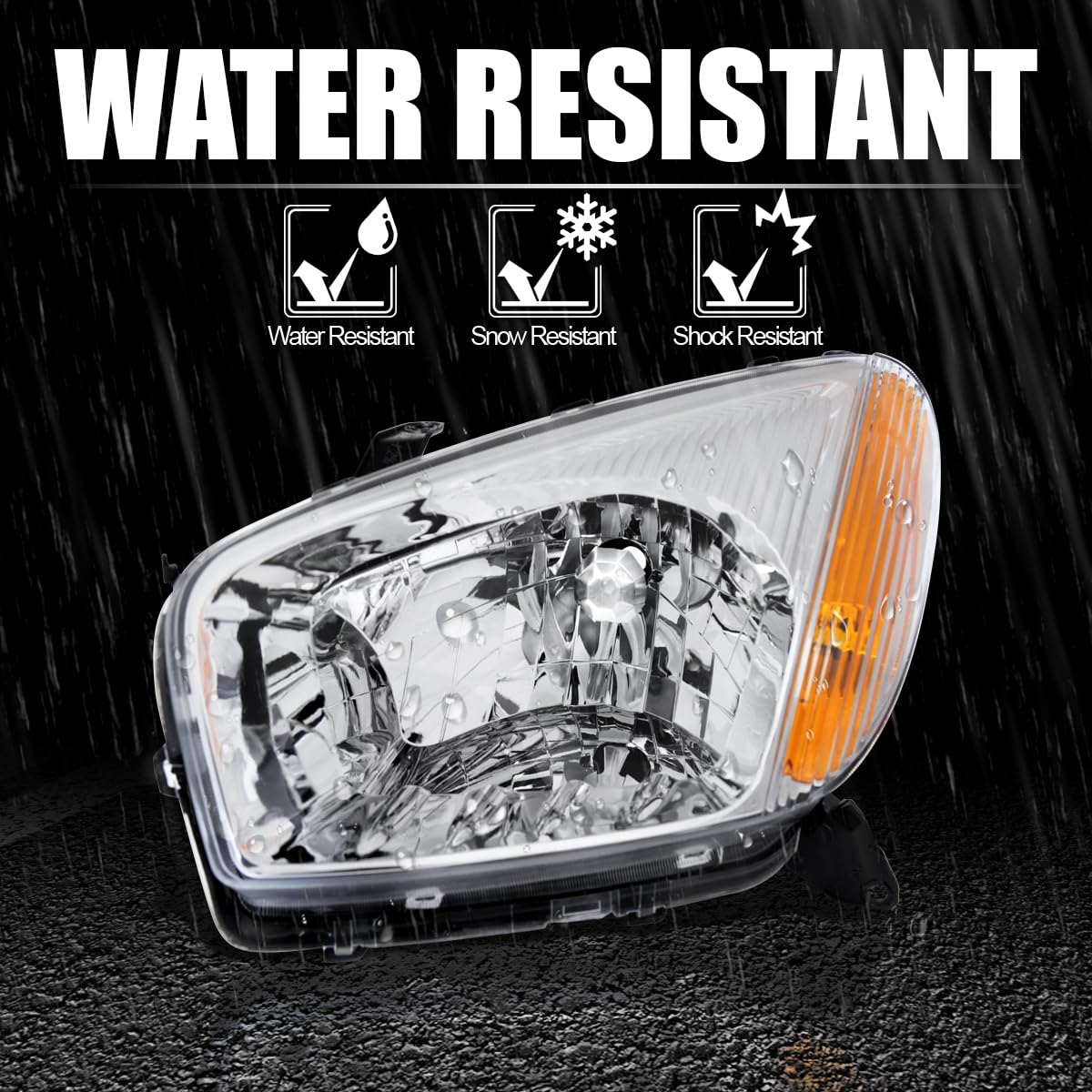 Chrome Headlights SPEC-D TUNING Compatible with 2001-2003 Toyota RAV4, Left + Right Pair Headlamps Assembly