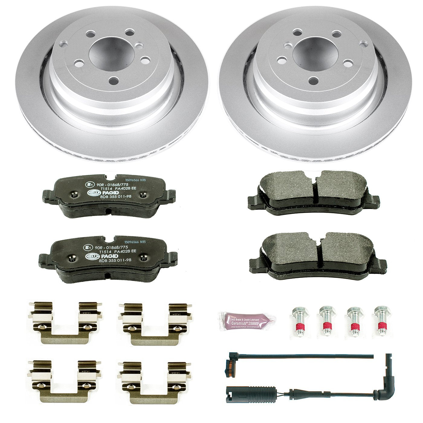 Power Stop ESK5624 Euro-Stop Rear Brake Kit L& Rover and 1 Rear Sensor Wire For Land Rover Range Rover 2006-2012 [Model Specific]