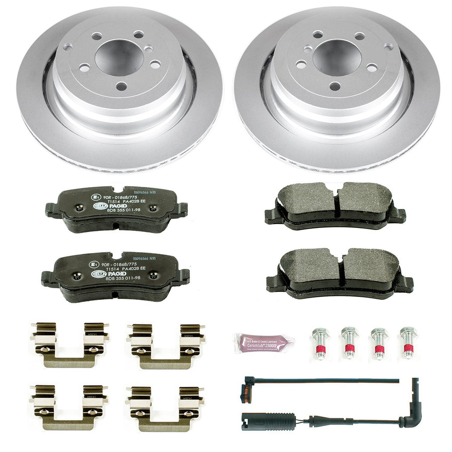 Power Stop ESK5624 Euro-Stop Rear Brake Kit L& Rover and 1 Rear Sensor Wire For Land Rover Range Rover 2006-2012 [Model Specific]