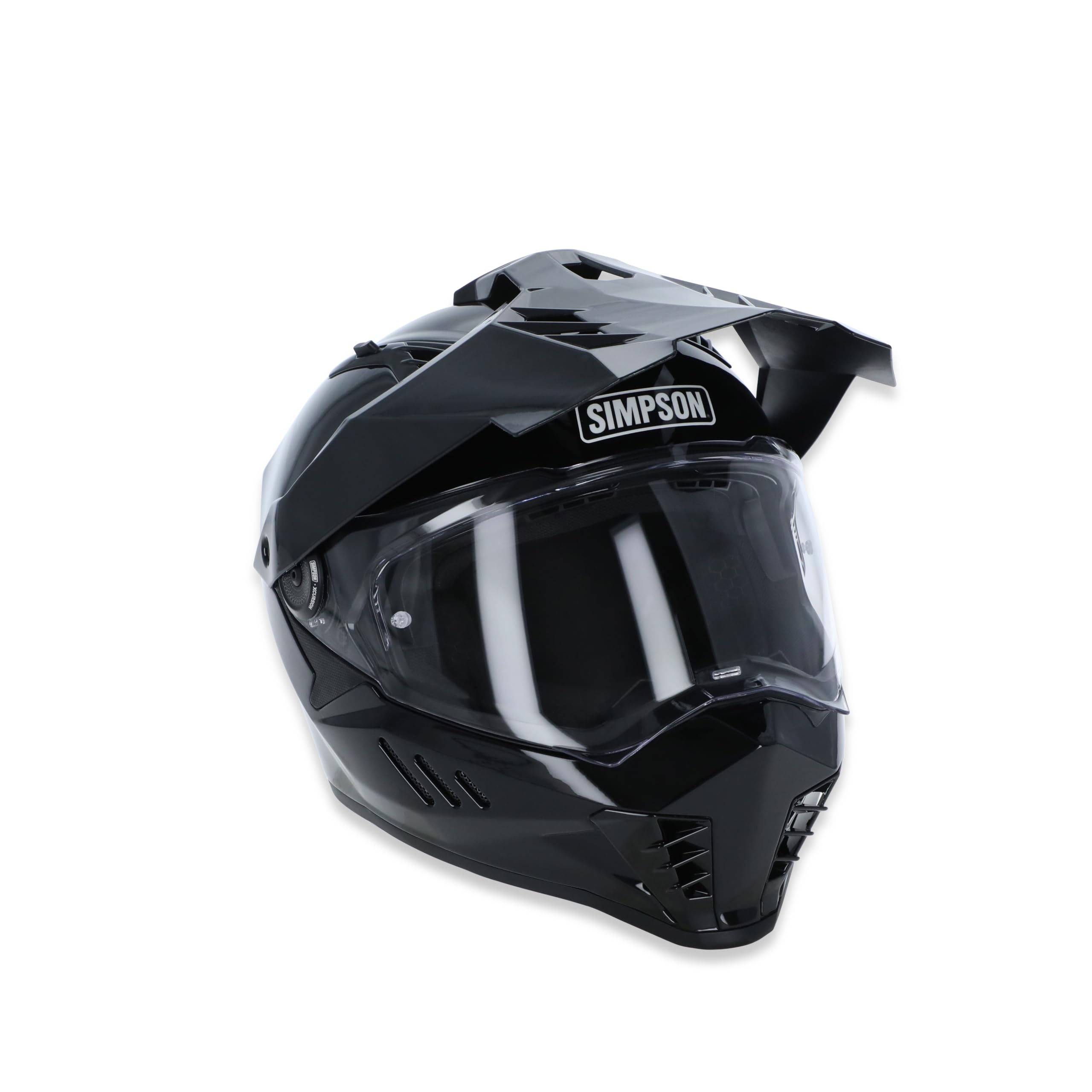 Simpson Motorcycle Helmet Xcursion Bandit - Black - Large | Off Road Dirt Bike UTV Motocross ATV | Full Face | Removable Peak | Clear Pinlock Anti-Fog Visor Shield | DOT ECE Certified (XB2LG)