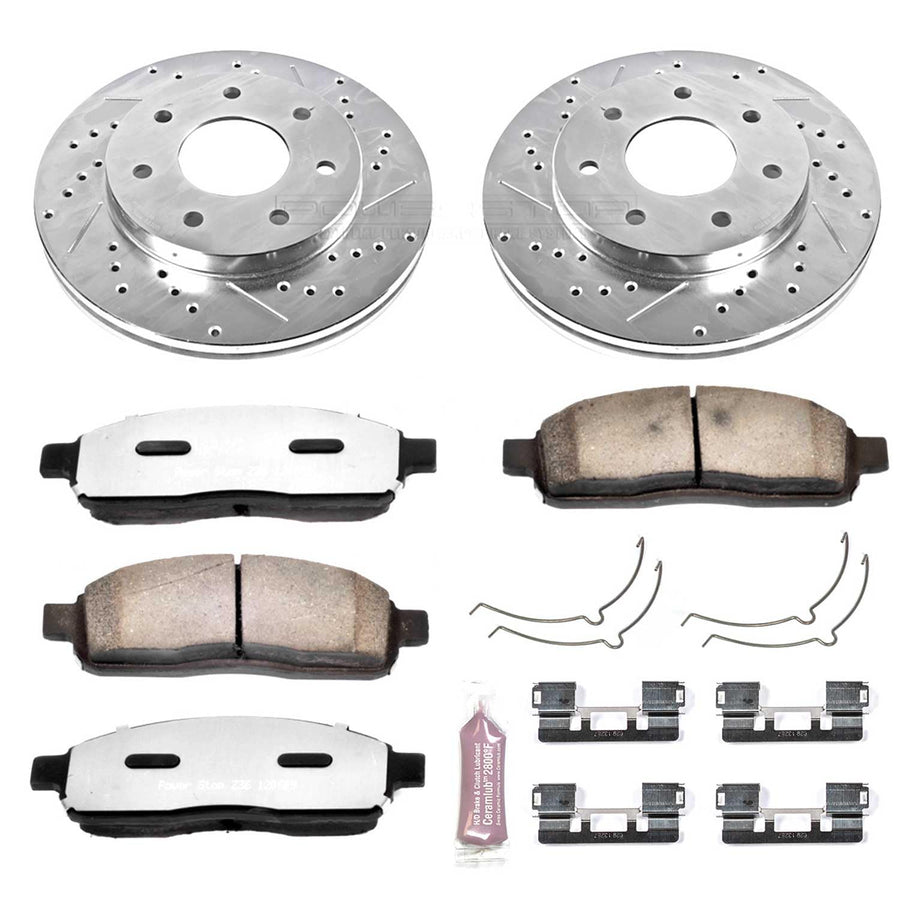 Power Stop K1946-36 Z36 Front Truck & Tow Brake Kit, Carbon Fiber Ceramic Brake Pads and Drilled/Slotted Brake Rotors