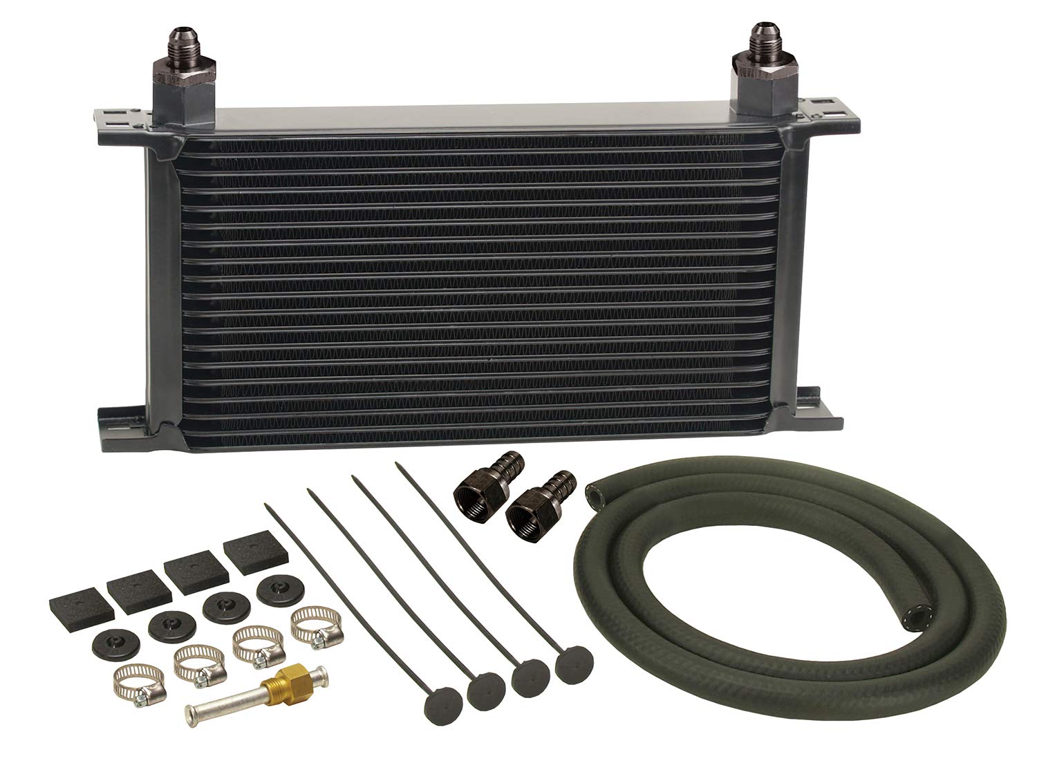 Derale 10000 Series Stacked Plate Transmission Oil Cooler 19 Row, Black