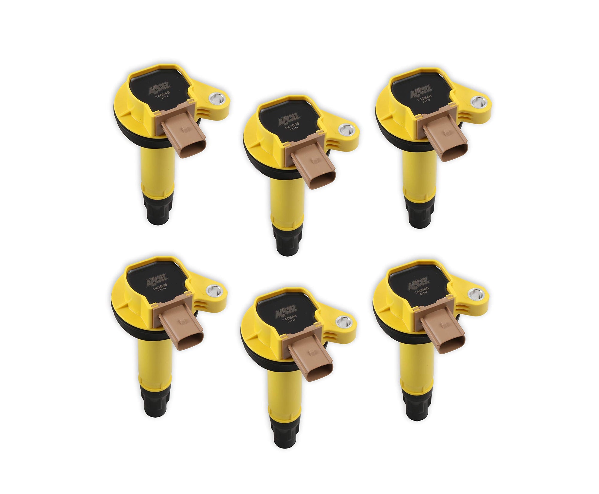 SuperCoil ACCEL 140646-6 Ignition Coil - Yellow - 6-Pack (3-Pin)