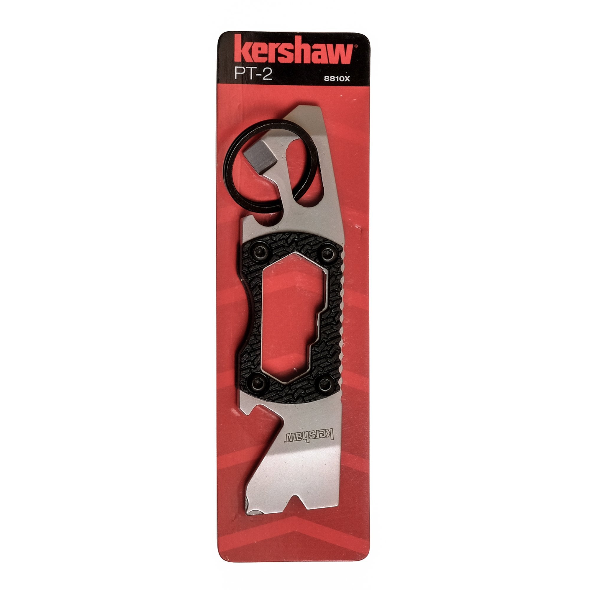 Kershaw Compact Keychain Pry Tool PT-2 (8810X); Features Bottle Opener, Two Screwdriver Tips, Pry Bar, Wire Scraper, Three Hex Drives; Made of 8Cr13MoV Stainless Steel; 0.8 OZ, 3.75 In. Overall Length