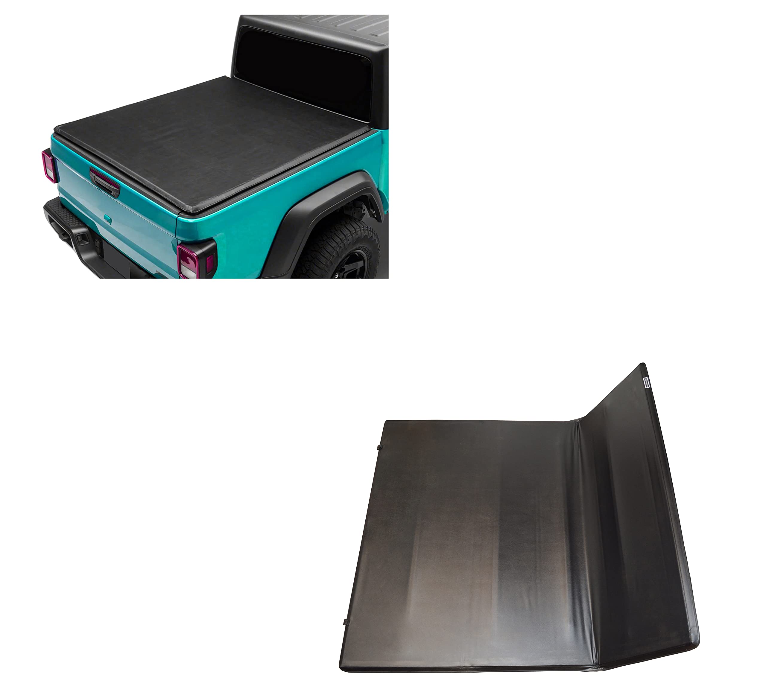 Premier Black Horse Soft Trifold Truck Bed Tonneau Cover Compatible with 2020-2024 Jeep Gladiator -PRS-JE19