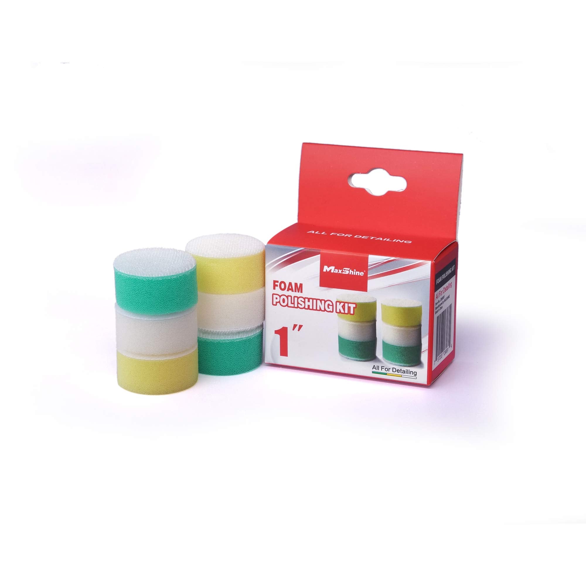 1” Maxshine Hook & Loop Foam Polishing Pads Kit | 6-Piece Set Includes Cutting, Polishing & Finishing Pads (2 Each) | Spot Polishing Pads for Tiny Areas, Car Detailing & Paint Correction