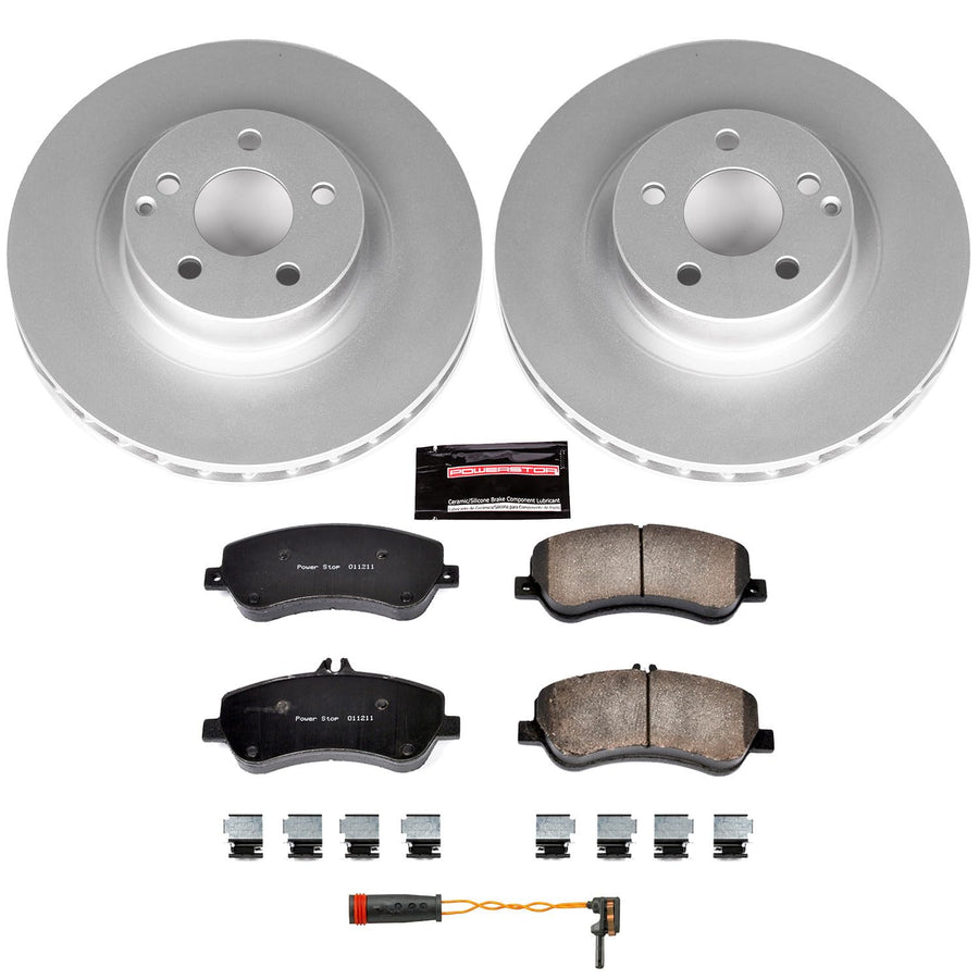 Power Stop CRK6603 Z23 Evolution Geomet Coated Brake Kit Front and 1 Front Sensor Wire For Mercedes-Benz GLK250 2013-2015, Mercedes-Benz GLK350 2010-2015 [Model Specific]