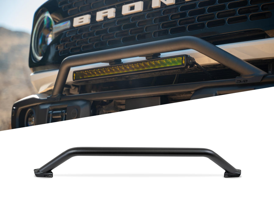 Capable DV8 Offroad Bull Bar for 2021-2025 Ford Bronco | Designed for The Capable Front Bumper | Compatible w/ (1) 13-20" Light Bar or 3" Pod Lights | Adjustable & Removable Light Tabs | Steel