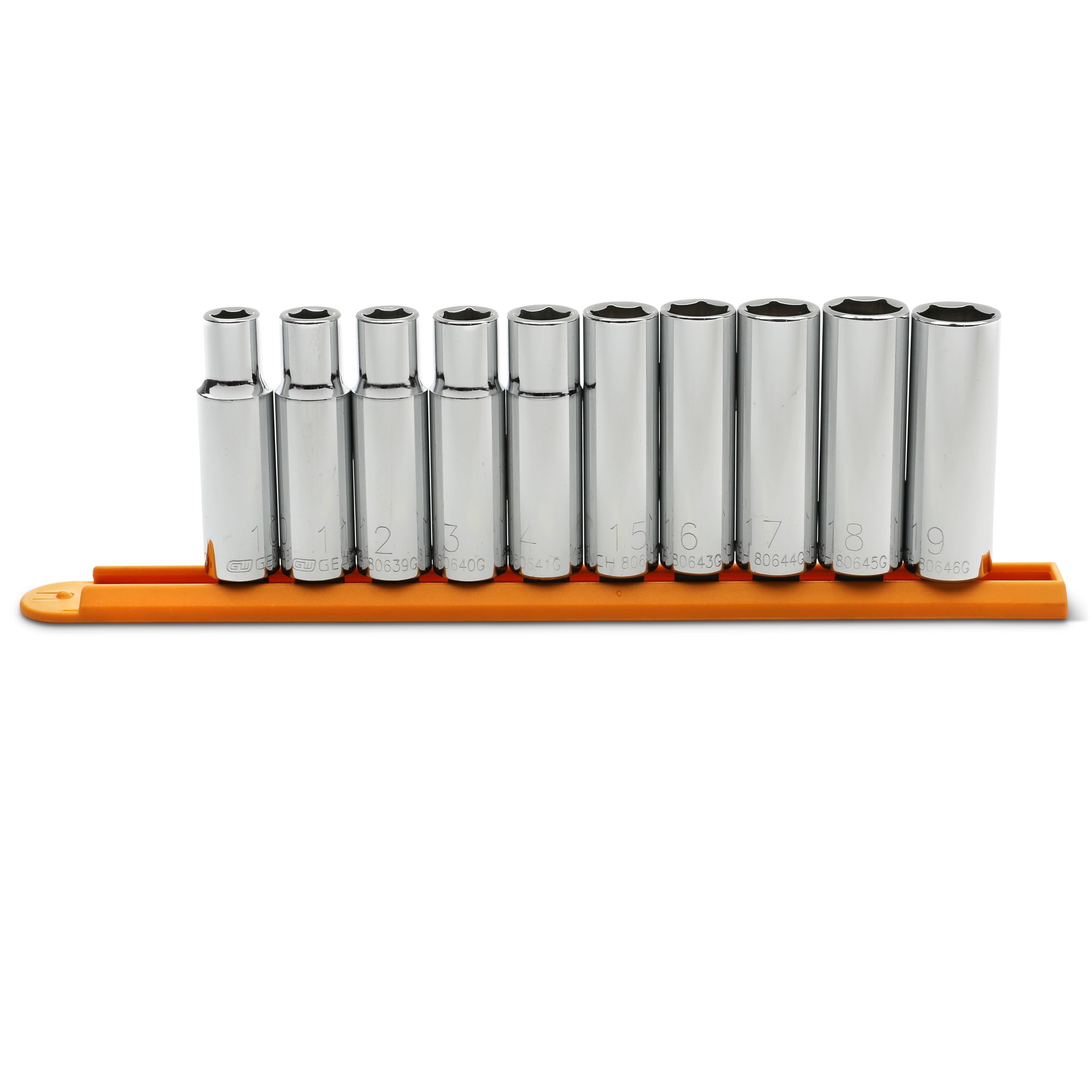 10 Pc. GEARWRENCH 1/2" Drive 6 Pt. Deep Socket Set, Metric - 80704