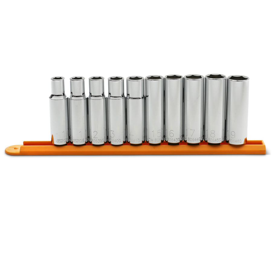 10 Pc. GEARWRENCH 1/2" Drive 6 Pt. Deep Socket Set, Metric - 80704