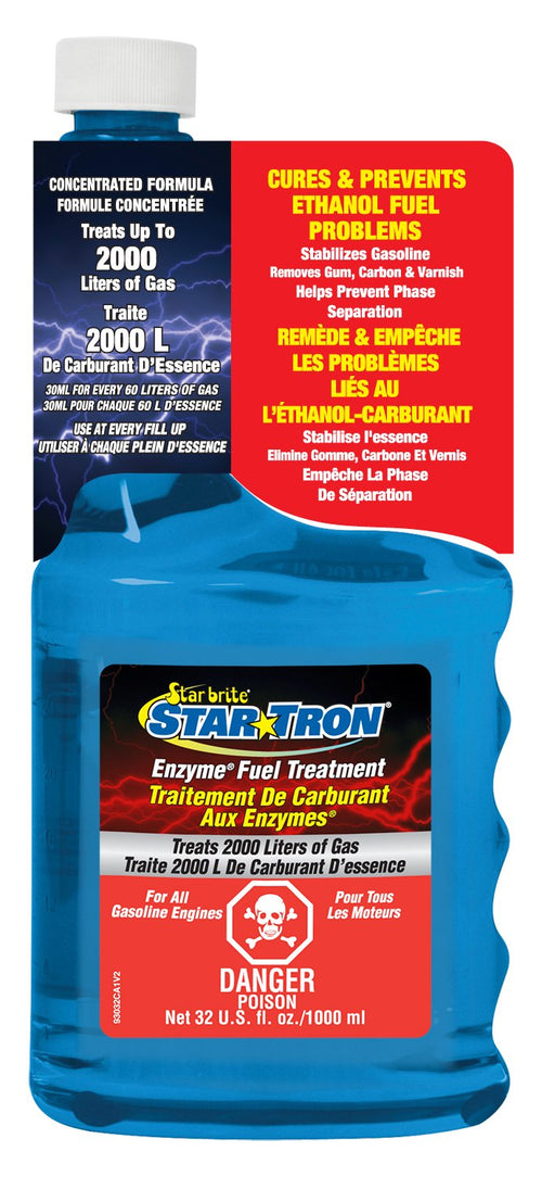 Star Tron Enzyme Fuel Treatment STAR BRITE - Concentrated Gasoline Formula - 1 oz. Treats 16 Gallons - 32 OZ (093032C)
