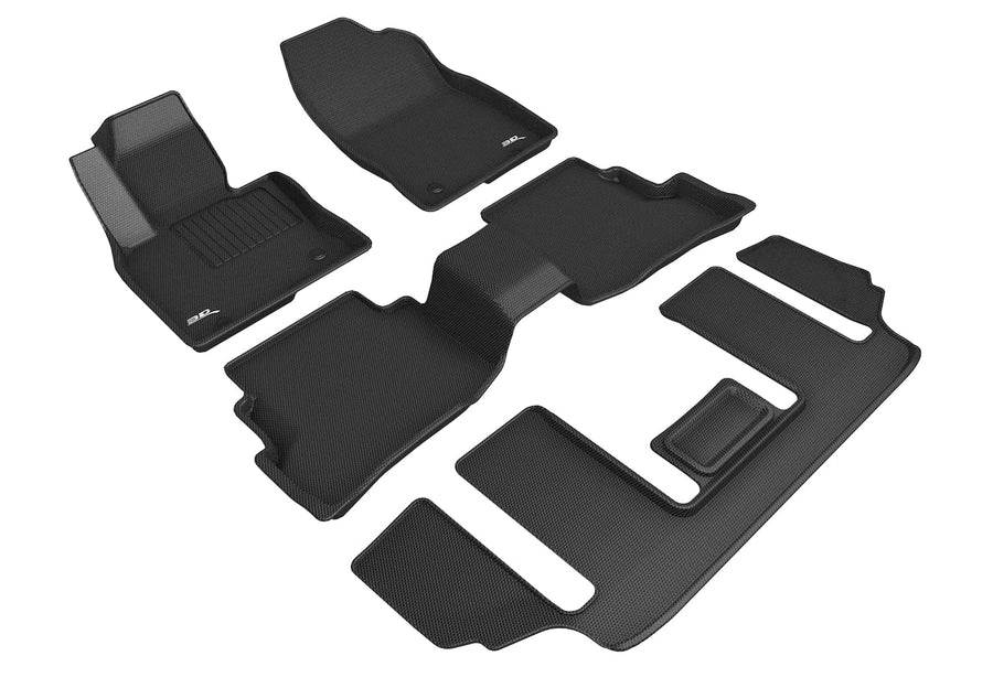 3D MAXpider Kagu Custom Fit Floor Mat (Black) Compatible with Mazda CX-9 6-Seats 2020-2023 - 1st & 2nd & 3rd Row