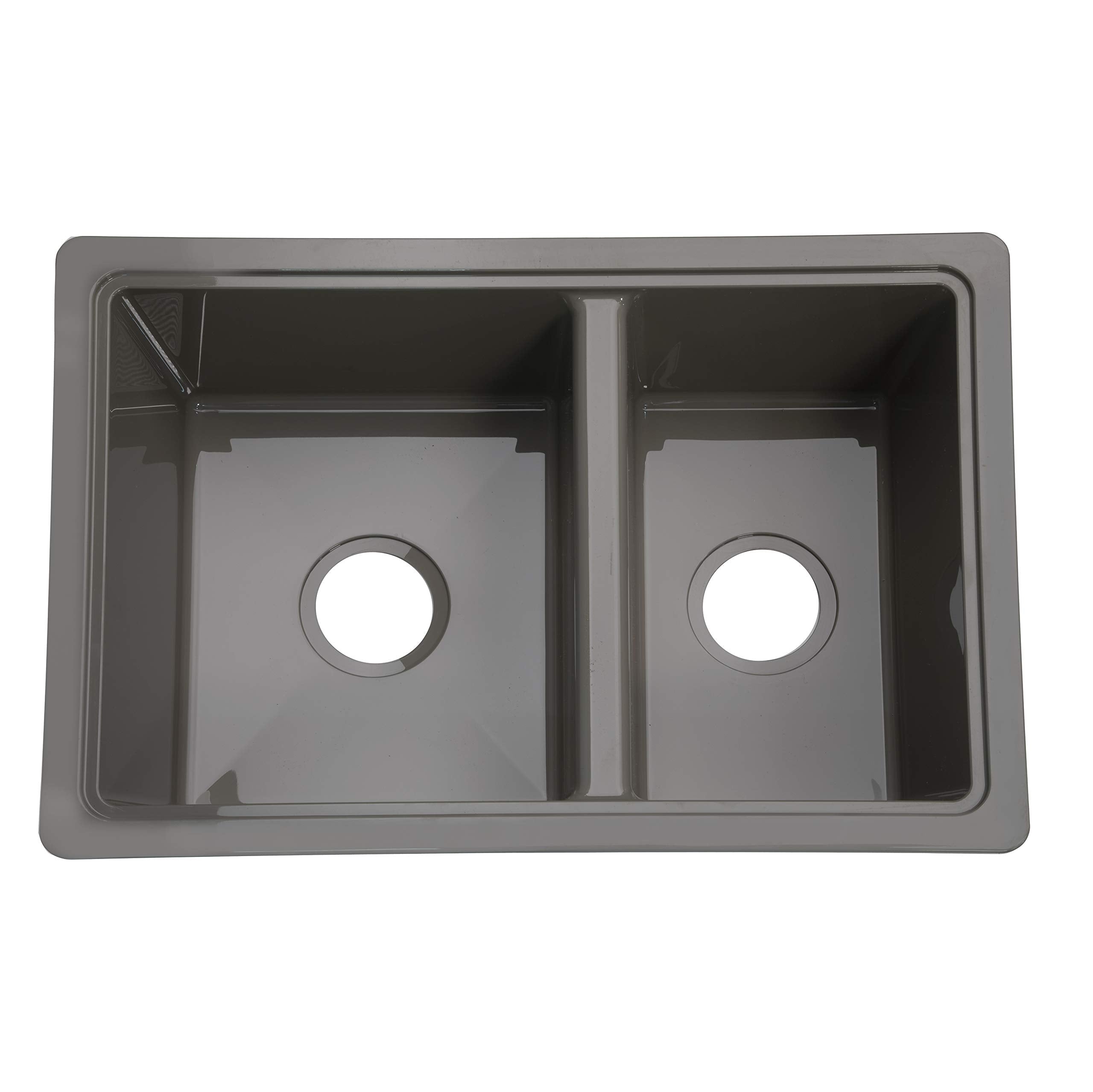 RV Double Kitchen Galley Sink CECIPA - 25" x 17" x 6.6" Stainless Steel Color ABS Plastic for 5th Wheel, Travel Trailer, Camper