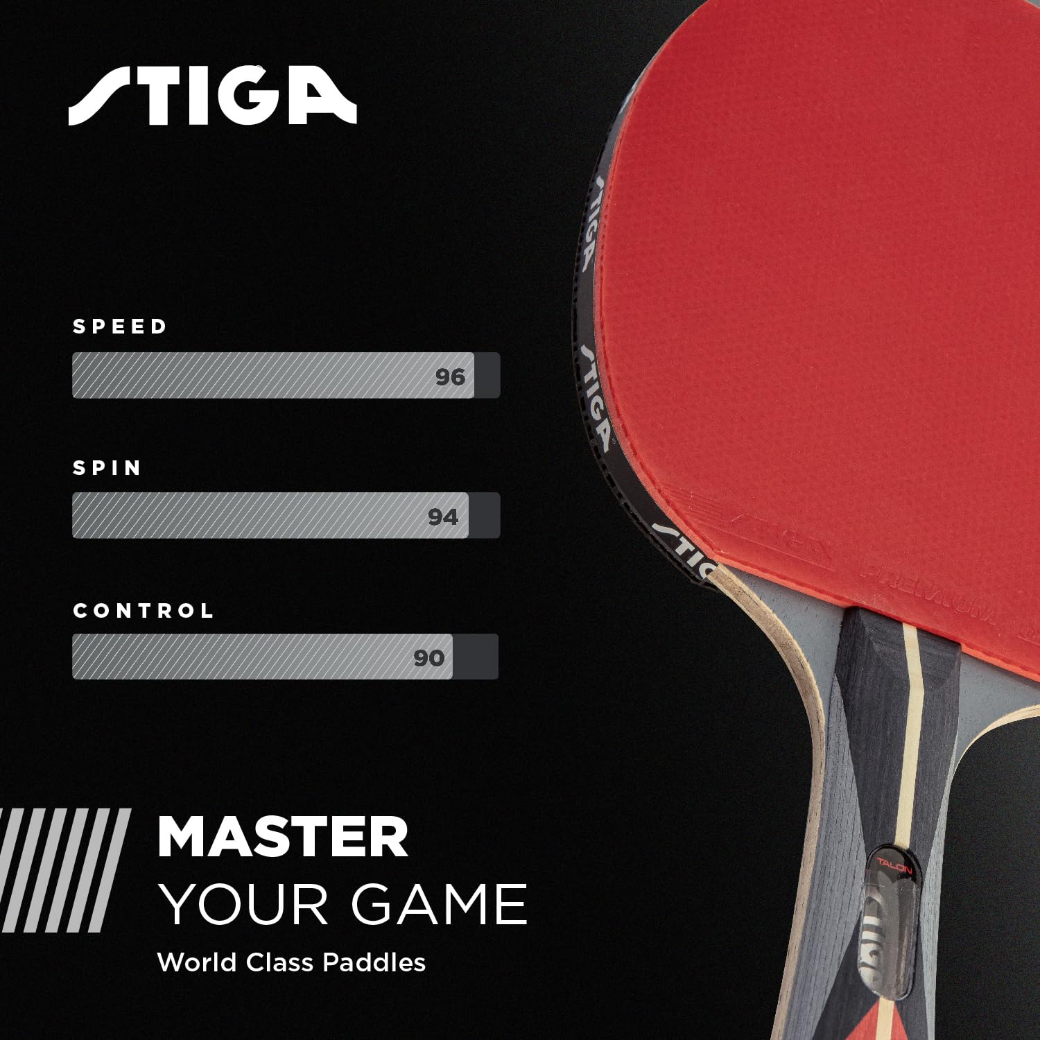 Talon STIGA Ping Pong Paddle - 6-Ply Ultra-Light Blade - 2mm Tournament-Approved Sponge - Flared Handle for Enhanced Control - Competitive Table Tennis Racket for Family Fun