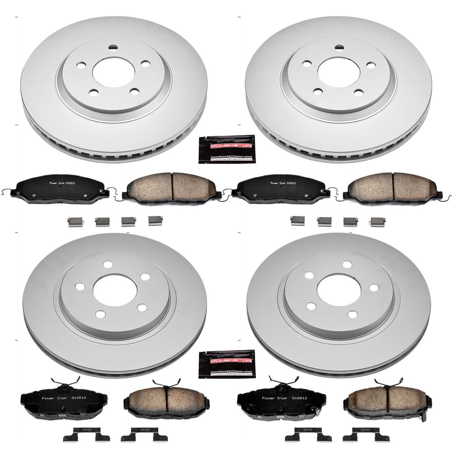 Power Stop CRK5450 Brake Rotor & Coated Ceramic Brake Pads- front & rear For Ford Mustang 2011-2014 [Model Specific]