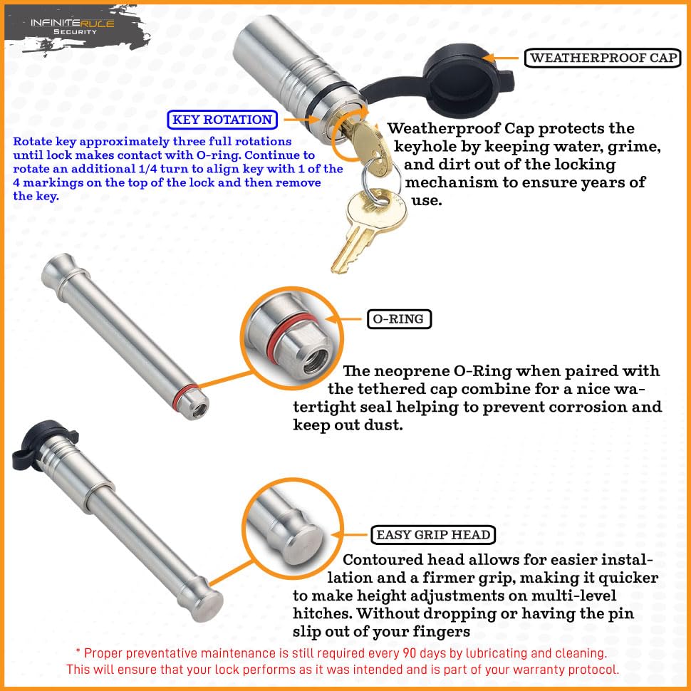 3 Pack Mixed 3.0, Keyed Alike, Hitch Locks for Mega Duty Gen-Y 21K LB Series - Includes Lock for 3.0" Receiver