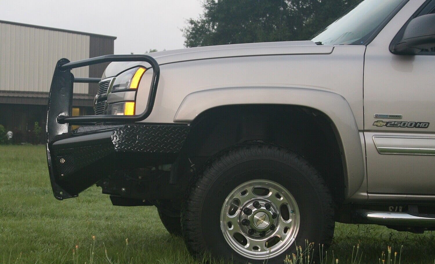 Fab Fours Black Steel Front Ranch Bumper CH05-S1360-1 2 Stage Black Powder Coated w/Full Grill Guard Incl. Light Cut-Outs