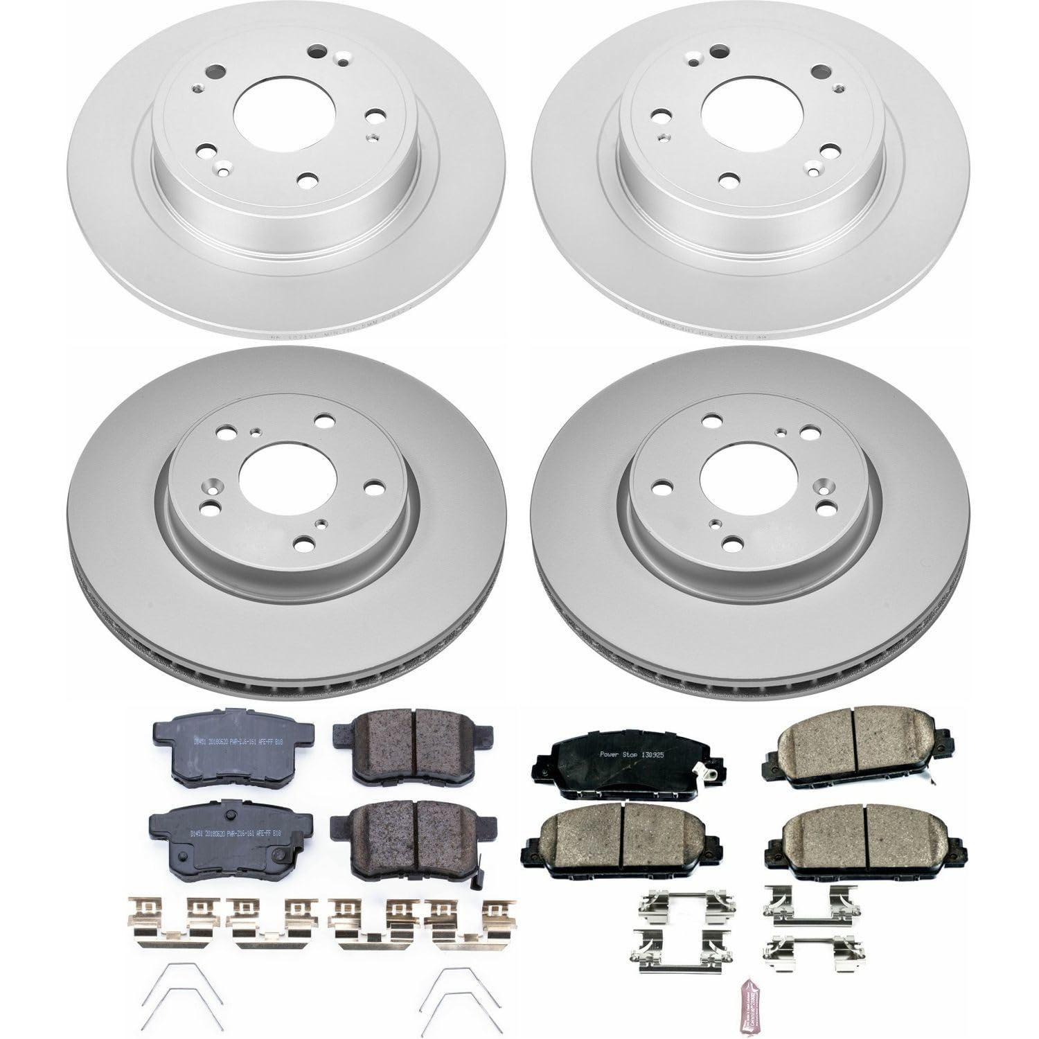 Power Stop Front and Rear CRK6516 Z17 Geomet Coated Brake Kit with Brake Rotors and Brake Pads For 2013 2014 2015 2016 2017 Honda Accord [Application Specific]