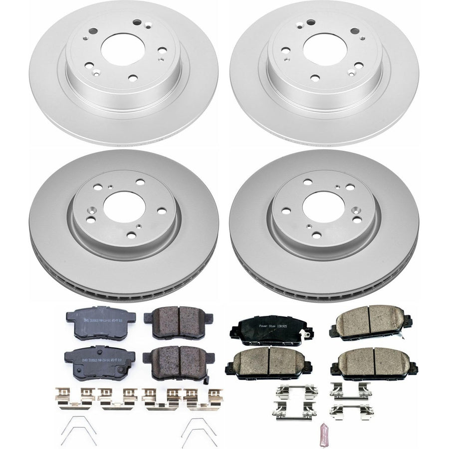 Power Stop Front and Rear CRK6516 Z17 Geomet Coated Brake Kit with Brake Rotors and Brake Pads For 2013 2014 2015 2016 2017 Honda Accord [Application Specific]