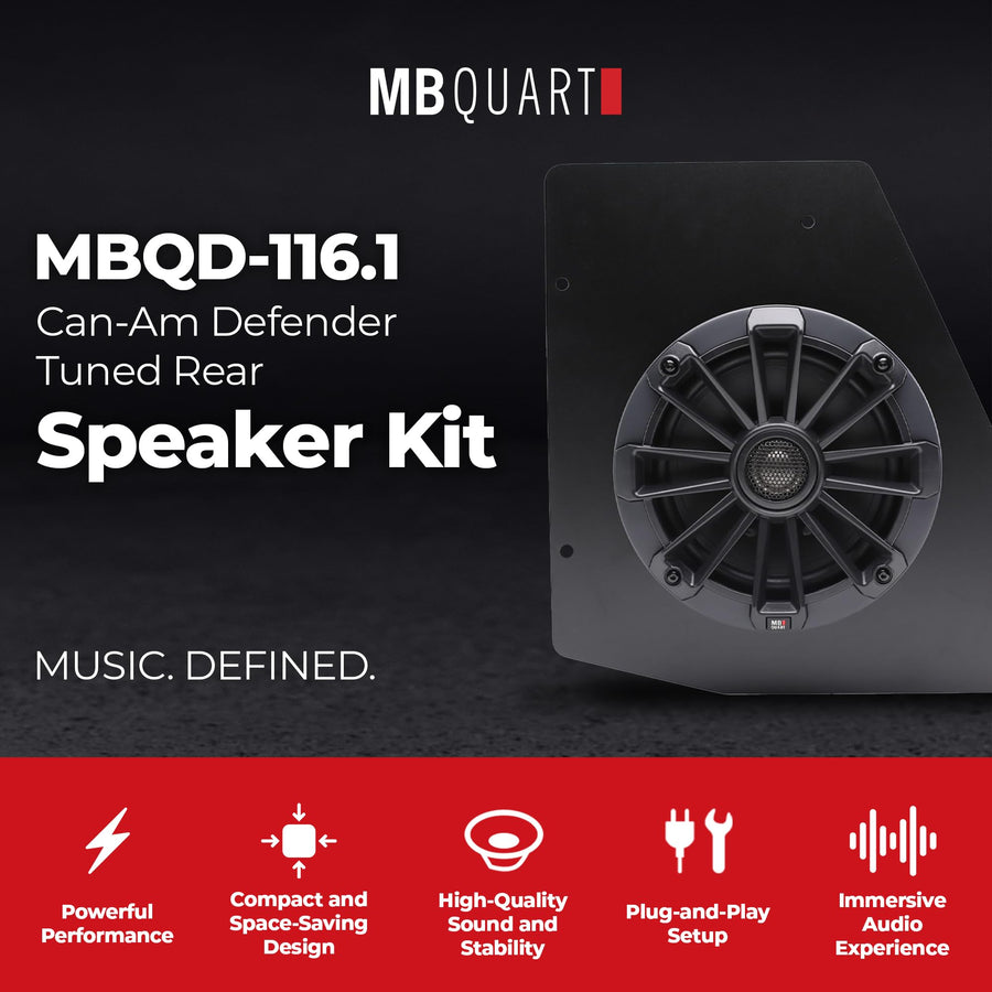MB Quart Tuned Can-Am Defender Rear Speaker Kit 6.5-Inch Coaxial 2-Way Speakers with 0.75" Titanium Tweeters and Mounting Brackets, Black