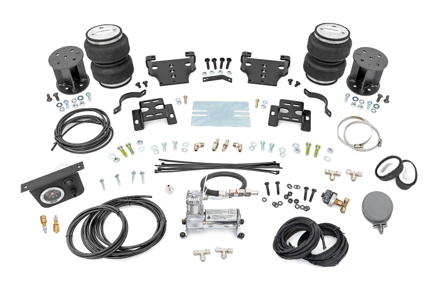 Rough Country Air Spring Kit Rear with Onboard Air Compressor for Chevy Silverado & GMC Sierra 2500HD (2001-2010) 10.25"-11.25" Rear