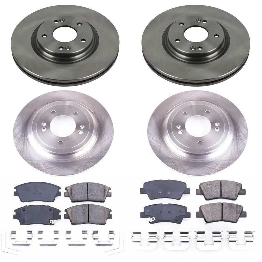 Power Stop KOE8010 Replacement Brake Kit-OE Front and Rear Brake Rotors & Ceramic Pads For Hyundai Tucson 2019-2021, Kia Sportage 2017-2022 [Model Specific]