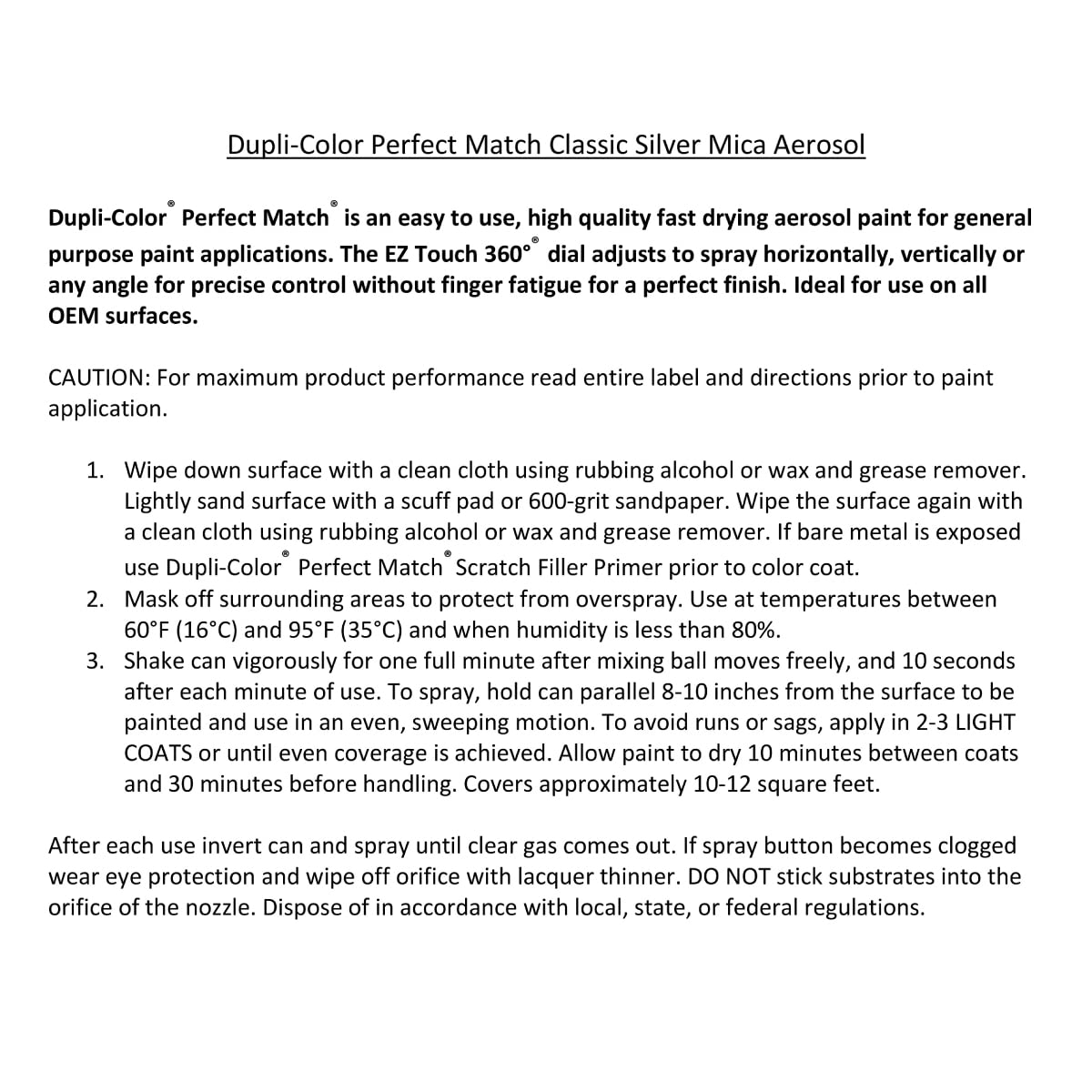 Perfect Match Dupli-Color EBTY16177 Automotive Spray Paint – Toyota Classic Silver Mica, 1F7 – 8 oz. Aerosol Can