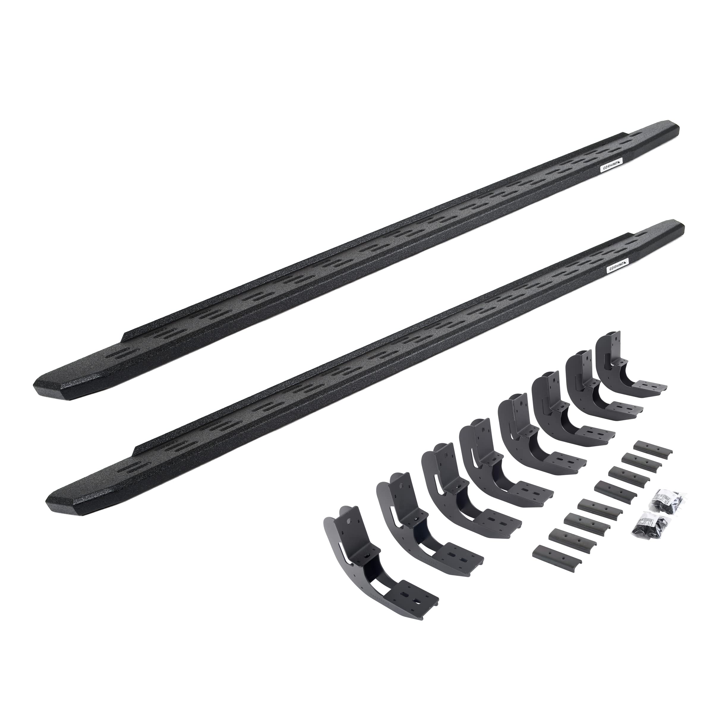 Go Rhino Running Boards & Brackets RB30 | Galvanized Steel, Protective Bedliner Coating | 69604887T | Fits 2019-2025 Chevrolet Silverado & GMC Sierra Crew Cab (See Description)