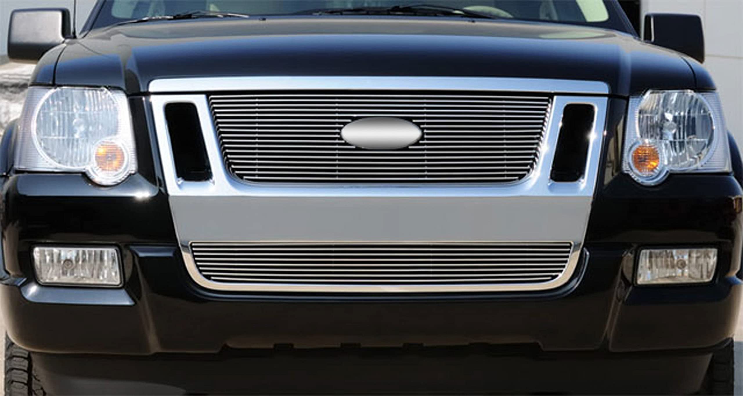 Horizontal T-Rex 21662 Aluminum Polished Finish Billet Grille Overlay for Ford Explorer Sport Trac