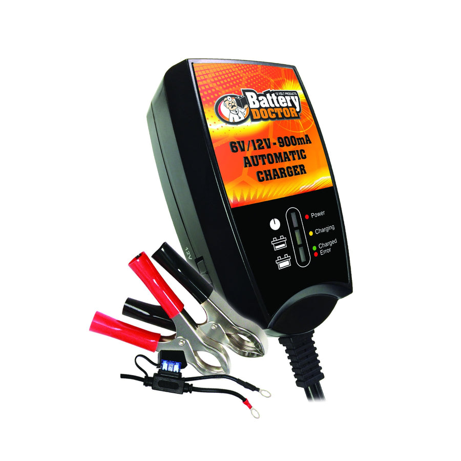 Battery Doctor WirthCo 20026 Black CEC Certified 6/12V 900MA - Wall Mount Smart Charger/Maintainer
