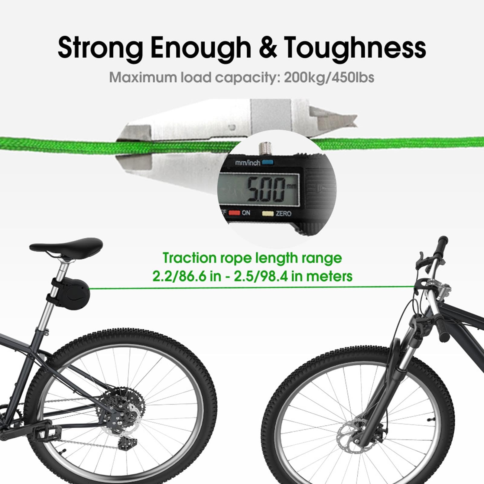 Kids Bicycle Tow Rope, Retractable Bicycle Traction Rope - Adaptable and Retractable Bicycle Strap - Bicycle Traction Rope with Folding and Tensioning Design
