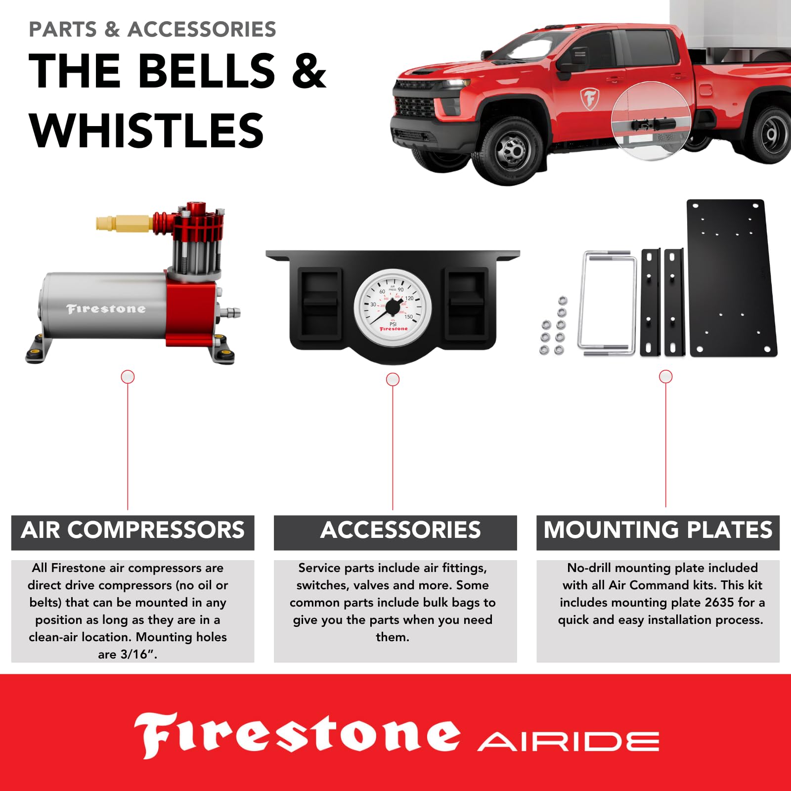 Firestone Air Command Airide 2930 Dual Path Wireless Standard Air Suspension Compressor System | 5-100 PSI | Includes No Drill Mounting Plate | Easy Installation
