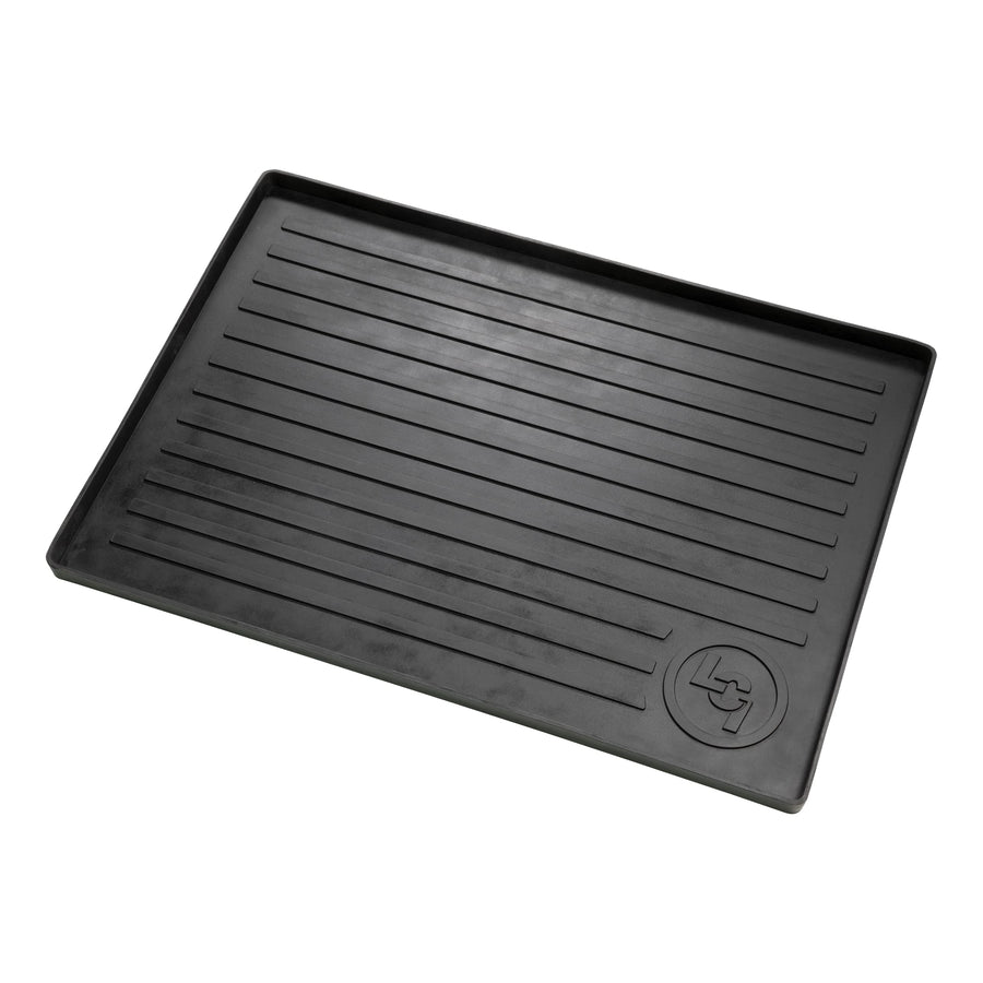 Lippert All-Weather Solid Step Entry Floor Tray, 28-1/4" W x 20" D, Heavy-Duty Recycled Rubber Mat for Indoor or Outdoor Door Entryway, for Shoes, Pet Dishes - 801380