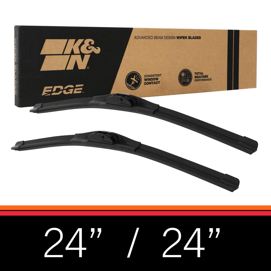 Wiper Blades K&N EDGE: All Weather Performance, Superior Windshield Contact, Streak-Free Wipe Technology: 24" (Pack of 2)