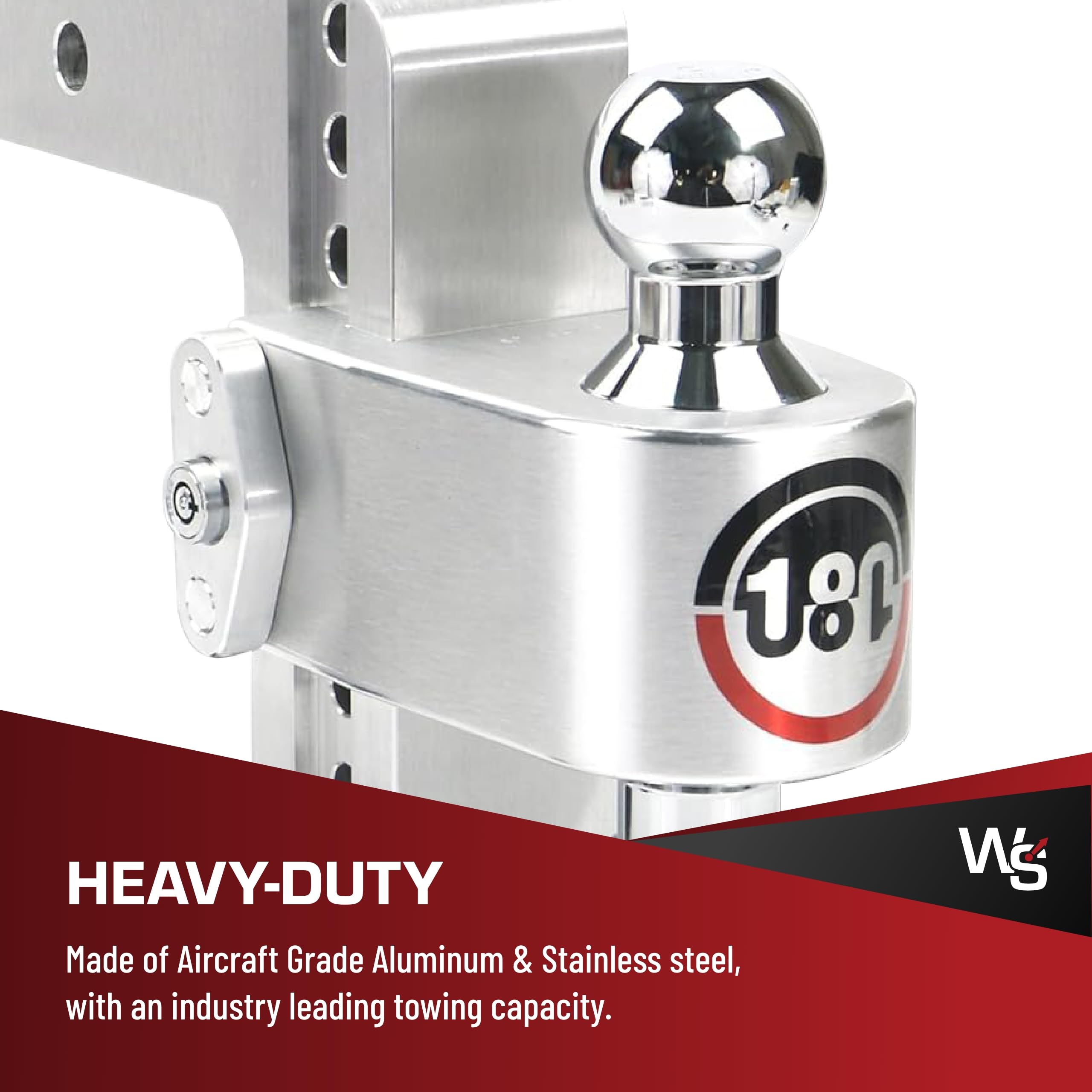Weigh Safe Adjustable Hitch Trailer Ball Mount, 6" Adjustable Drop Hitch for 2.5" Receiver w/ 2 pc Keyed Alike Lock Set, Heavy Duty Aluminum Trailer Tow Hitch w/ Chrome Plated Tow Balls, 18,500 GTW