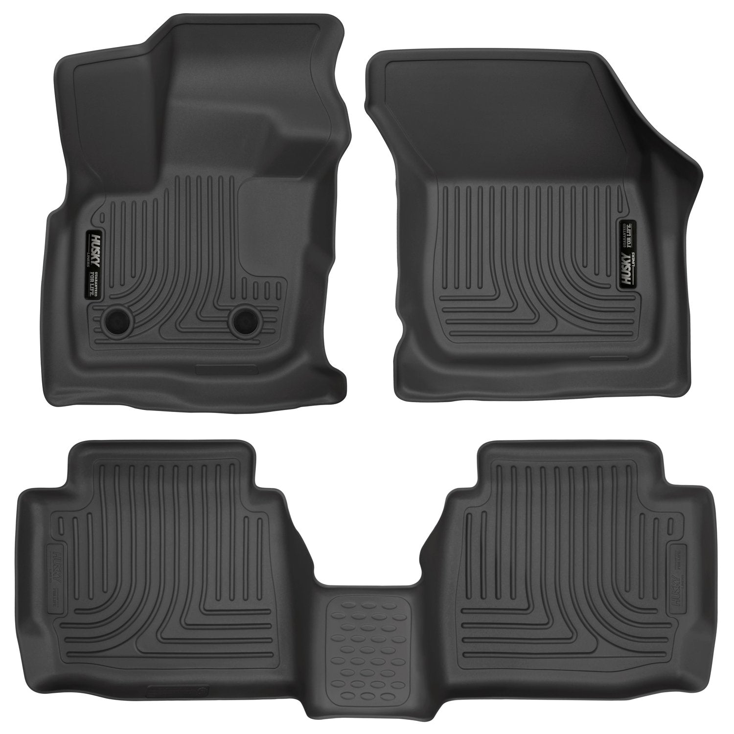 Weatherbeater Husky Liners Floor Mats | Fits 2017 - 2020 Ford Fusion & Lincoln MKZ | Front & 2nd Row, 3-pc Black - 98791